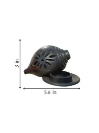Shanku Candle Light Holder in Black Pottery - Image 2