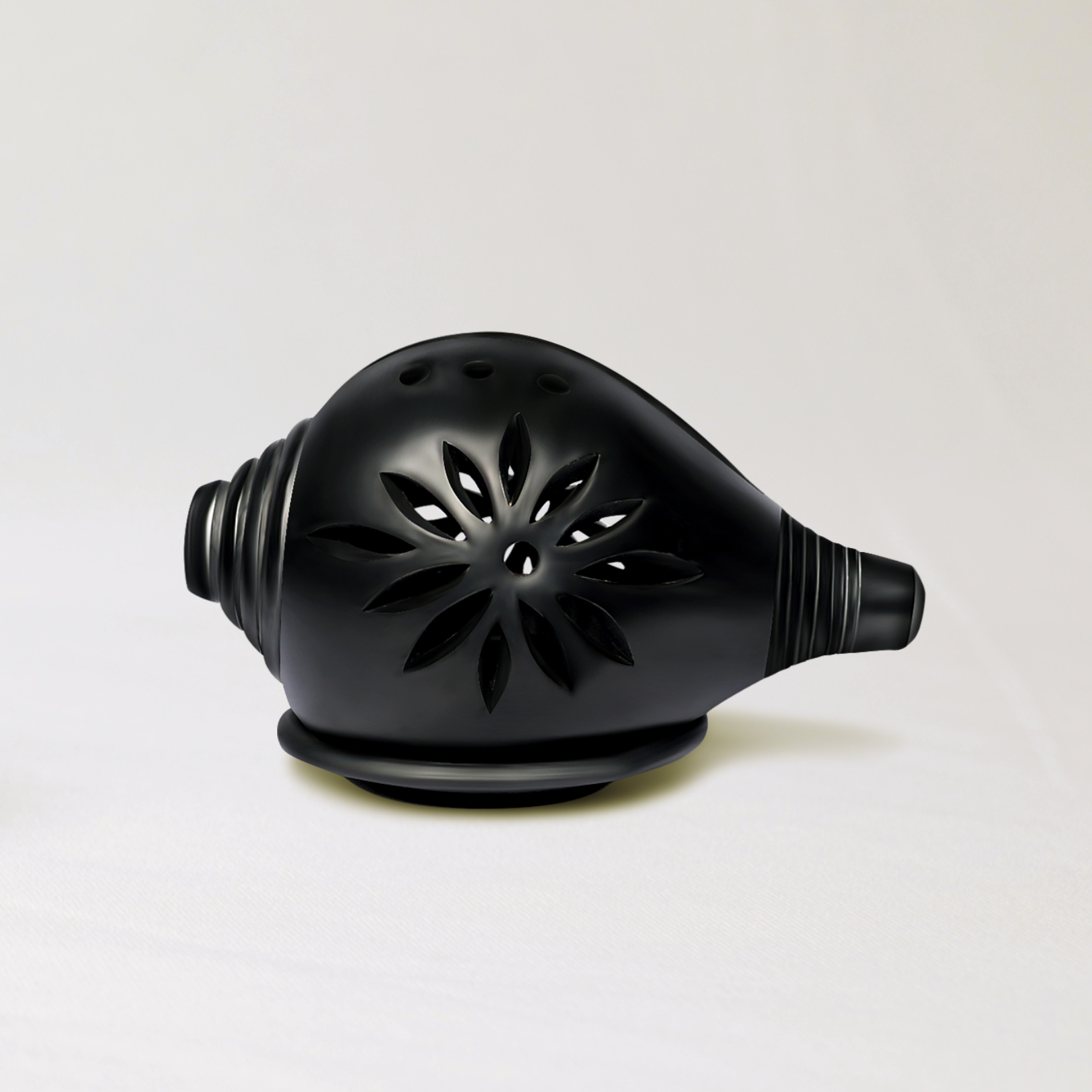 Shanku Candle Light Holder in Black Pottery