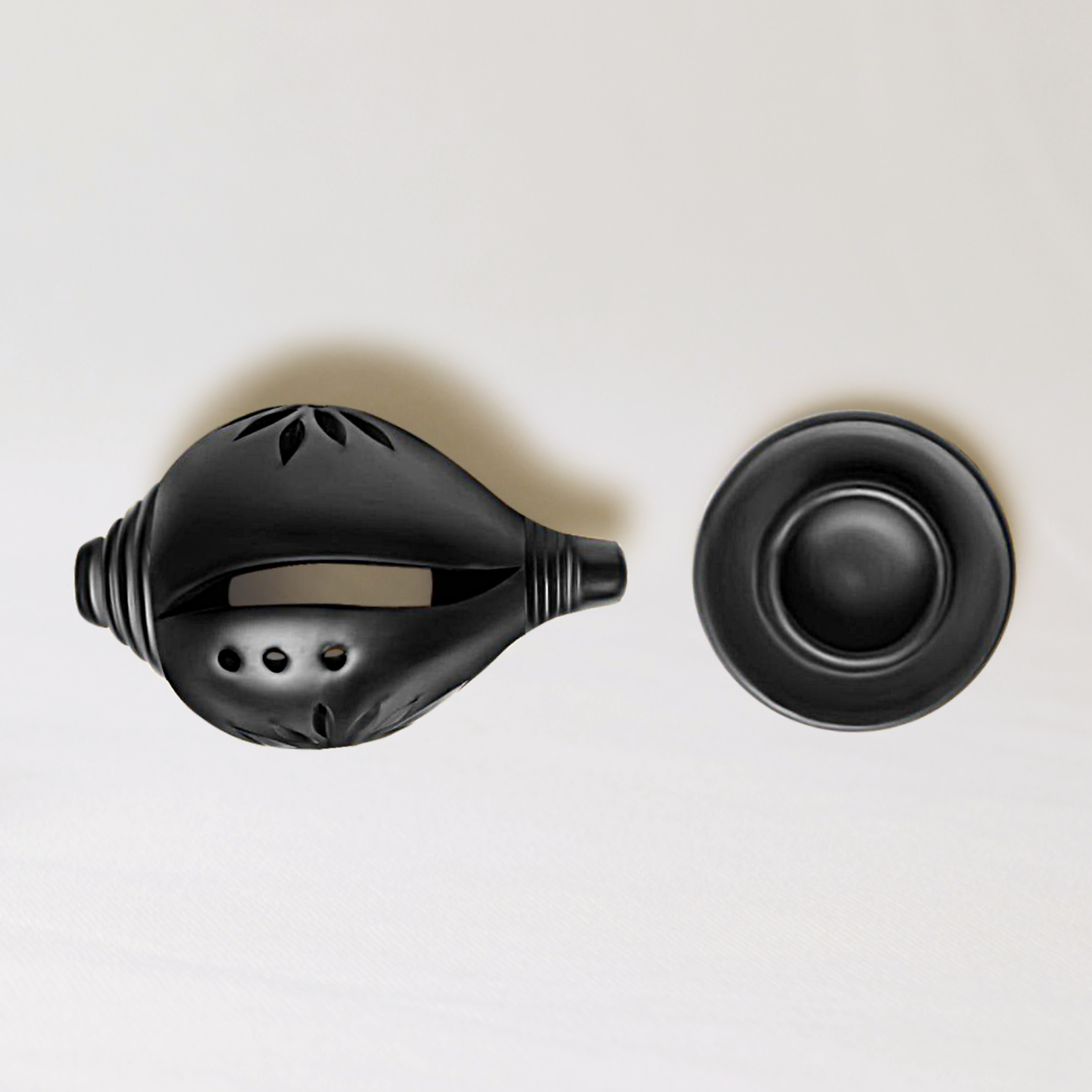 Shanku Candle Light Holder in Black Pottery - Image 2