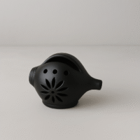 Shanku Candle Light Holder in Black Pottery