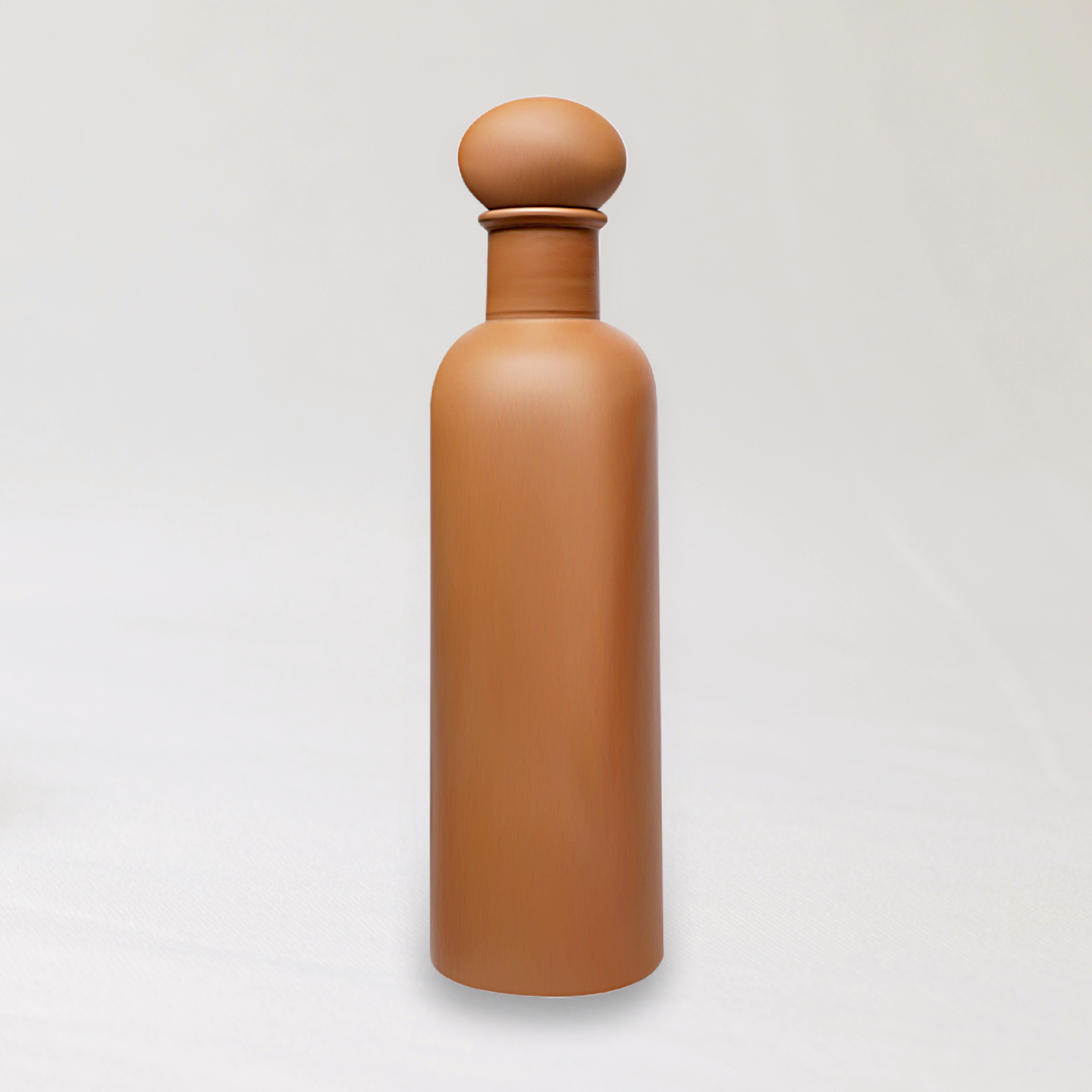 Terracotta clay water bottle with lid